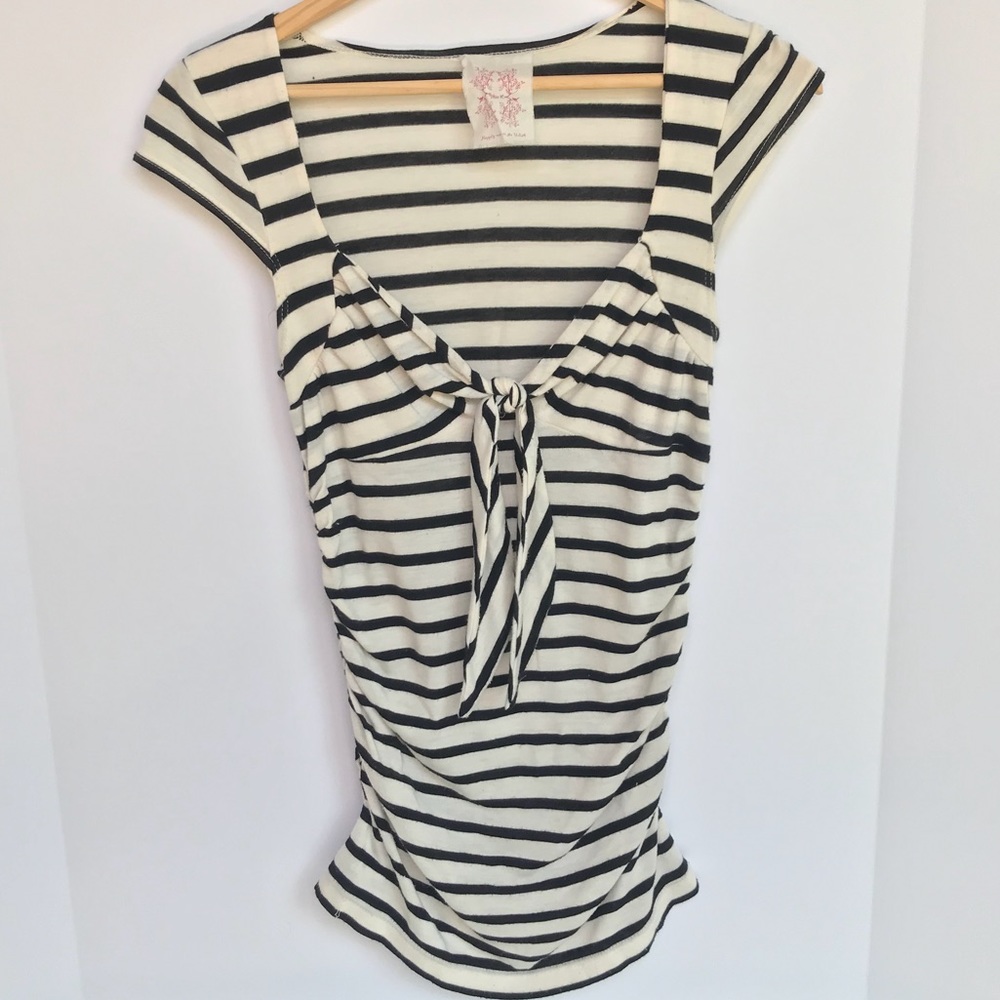 Cream and white striped shirt